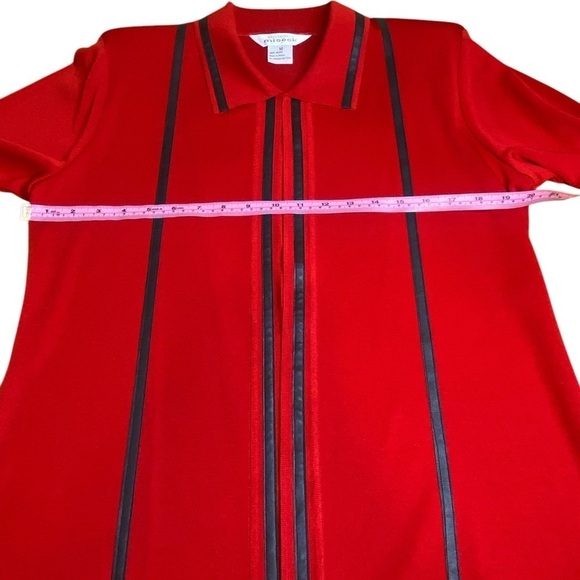 Exclusively Misook Red & black open front cardigan Womens Size M - Picture 7 of 11